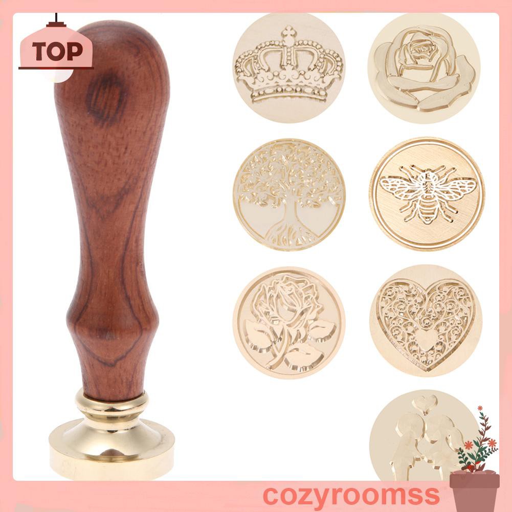 Đầu con dấu đóng sáp niêm phong trang trí thiệp mời đám cưới/phong thư bằng đồng mạ vàng phong cách retro DIY