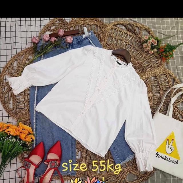 áo sơmi trắng tay bồng