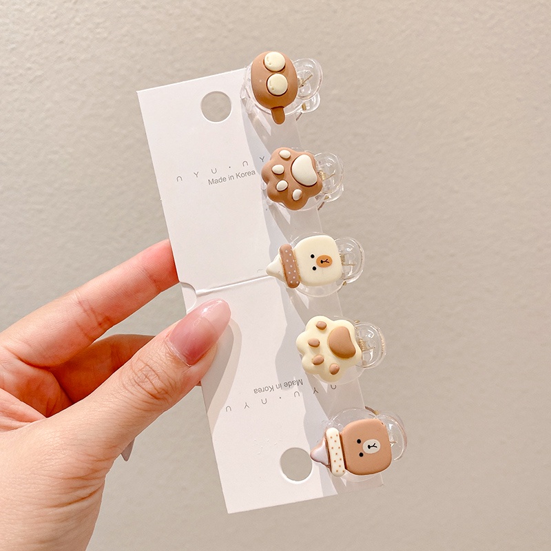 Bộ Kẹp Tóc Cỡ Nhỏ Họa Tiết Hoạt Hình Phong Cách Hàn Quốc Thời Trang Mùa Hè Cao Cấp Cho Nữ