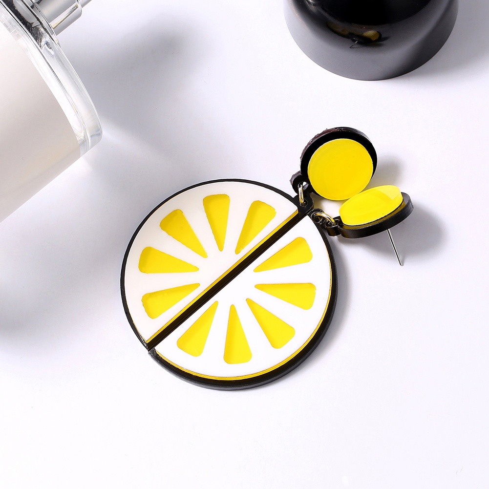 Đôi khuyên tai acrylic hình lát chanh thời trang cá tính cho nữ