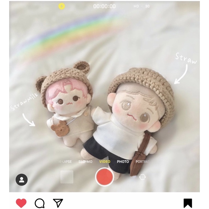 Nón gấu tai tròn cho doll 10cm,15cm,20cm