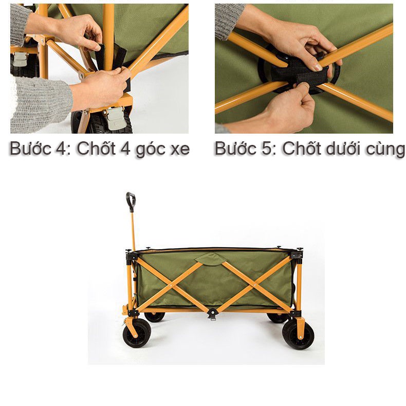 Xe kéo, đẩy du lịch, cắm trại, dã ngoại mini gấp gon thương hiệu MountainHiker nội địa Trung- Tải trọng 200kg