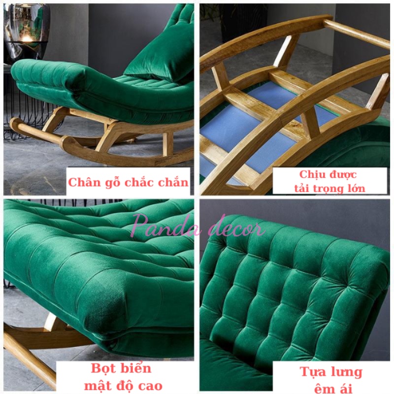 Ghế Thư Giãn Đọc Sách, Ghế Bập Bênh Gỗ Cho Bé Chật Liệu Đệm Nỉ Êm Ái