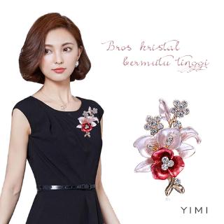 💞Yimi💞Trâm Cài Áo Hình Hoa Đính Đá Bằng Hợp Kim Cao Cấp