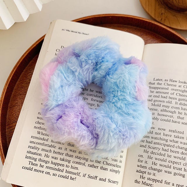 Dây cột tóc scrunchies màu sắc cầu vồng - UniLabel