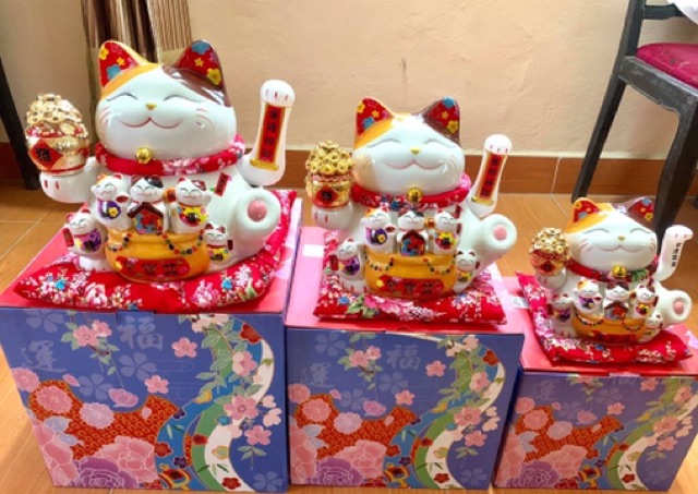 3 cỡ mèo thần tài cầm hũ vàng THIÊN KIM VẠN LƯỢNG | BigBuy360 - bigbuy360.vn