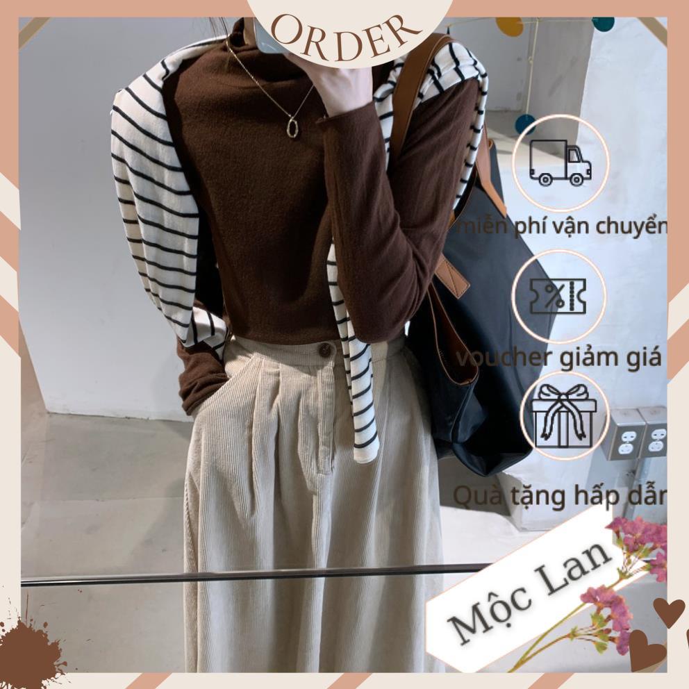 (MộcLan ORDER)  Áo len mỏng mềm mịn cổ đứng màu sắc nhẹ nhàng vintage Hàn Quốc | BigBuy360 - bigbuy360.vn