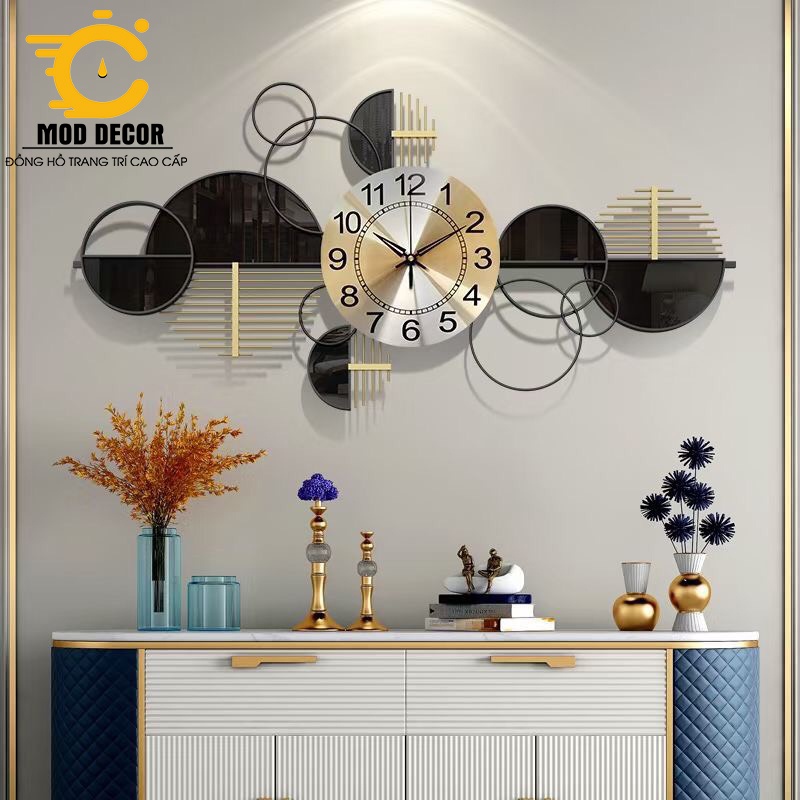 Đồng hồ treo tường kim trôi vòng tròn may mắn 2320 cho phòng khách sang trọng