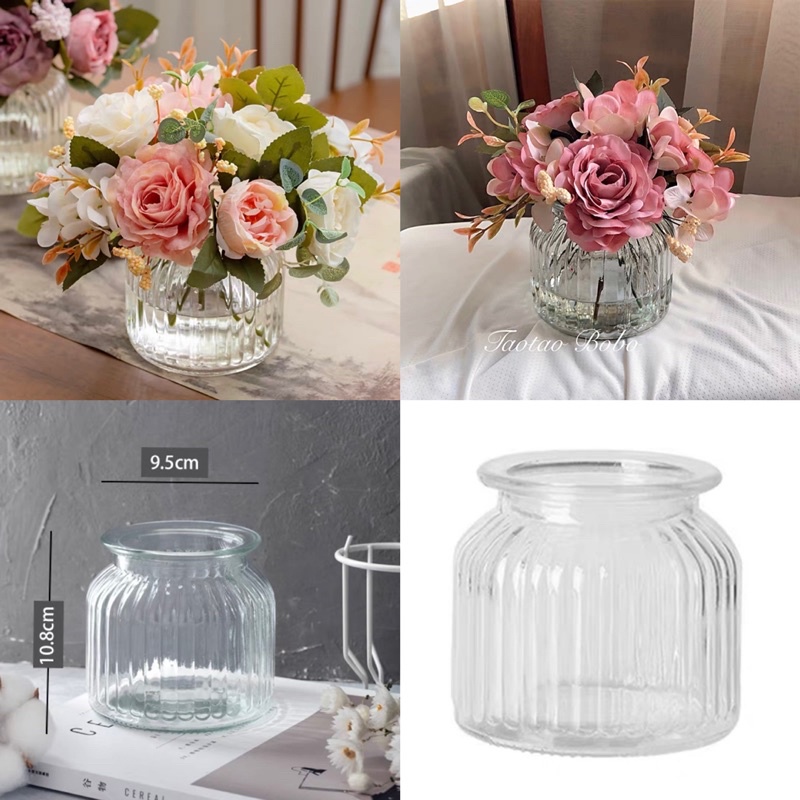 Bình hoa sọc dáng lùn xinh xắn