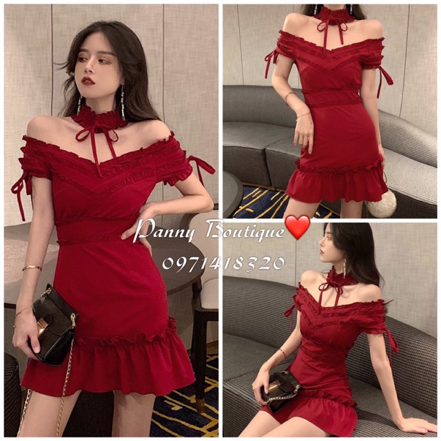 [Order có ảnh thật]Đầm Váy đỏ bóoc đô tầng kèm đai cổ choker ♥️, style ulzzang Hàn Quốc 🌻 Panny Boutique 🌻