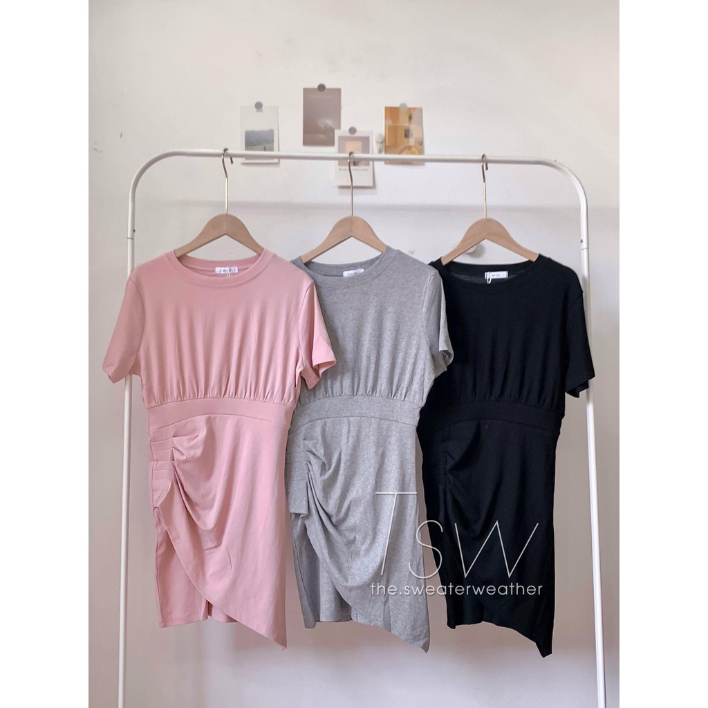 [Mã SKAMA06 giảm 8% tối đa 50K đơn 250K] Váy thun ôm nhún lệch vạt tag Nono (Ảnh thật) | BigBuy360 - bigbuy360.vn