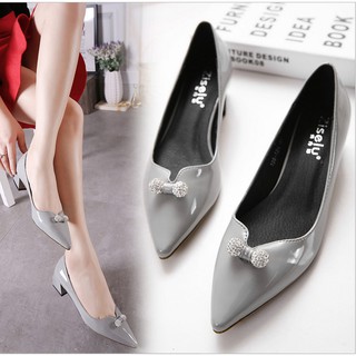Giày búp bê đính đá sanh chảnh đế vuông 3p