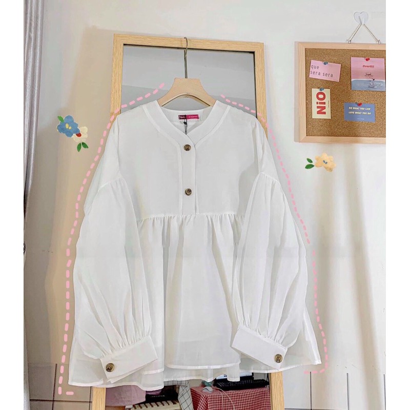 [ẢNH THẬT+VIDEO] Áo Babydoll Voan Bồng Ullzzang Tay Dài