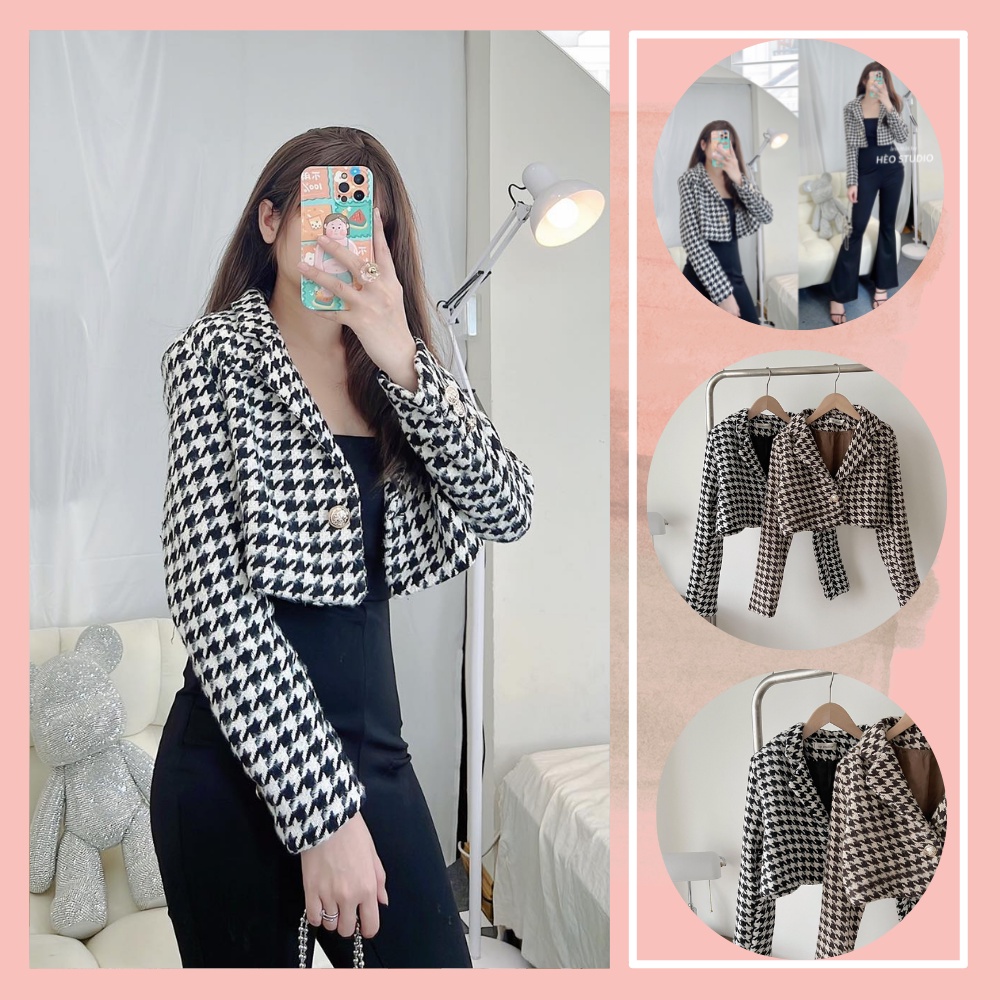 Áo Khoác Dạ Tweed Zíc Zắc Dáng Ngắn Croptop Hèo Studio (Ảnh Thật)