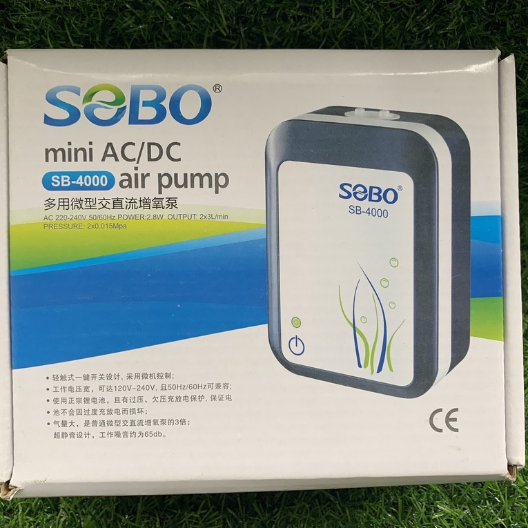 Sủi tích điện 2 vòi Sobo 4000 2.8w tạo khí oxy cho hồ cá, máy chạy êm, thổi khí tốt, tiết kiệm điện