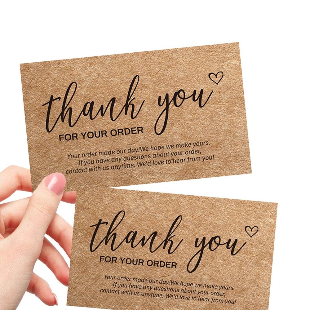 Set 30 tấm thẻ giấy kraft in chữ Thank You dùng trang trí cửa hàng