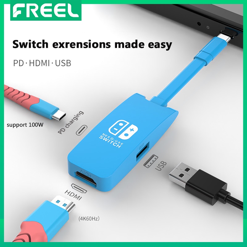 Bộ Hub Chuyển Đổi USB C Sang HDMI 4K 60hz 100W PD USB3.0 3 Trong 1 Cho Máy Chơi Game Nintendo Switch MacBook Pro