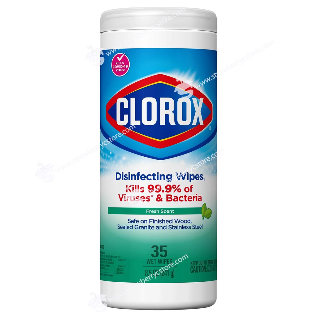 Khăn Ướt Lau Diệt Khuẩn Clorox Disinfecting Cleaning Wipes - Bleach-Free - Ready-To-Use, Fresh Scent, Hộp 35 Miếng