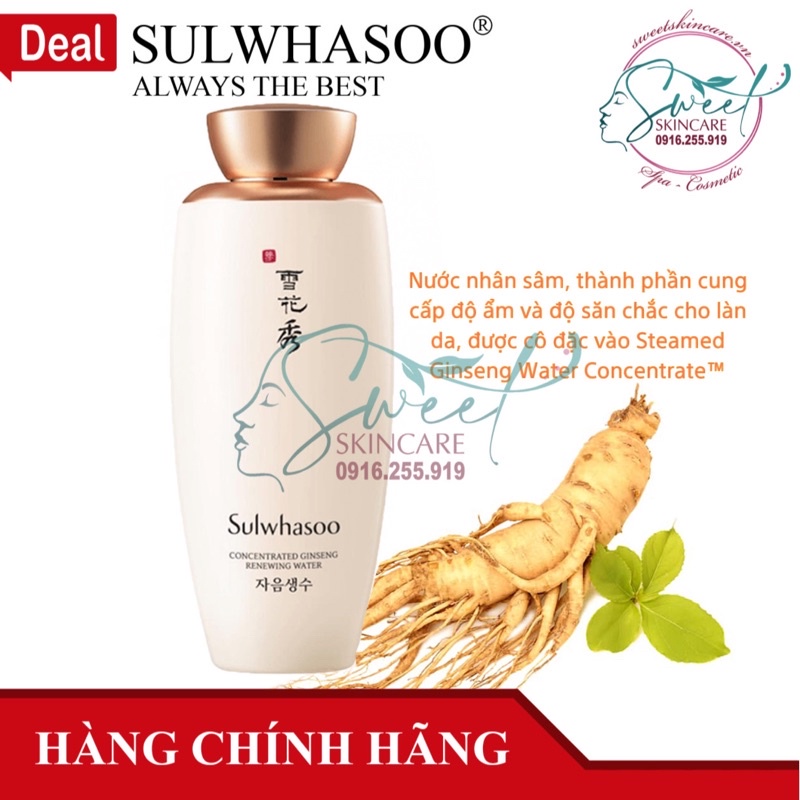 Nước cân bằng ngăn ngừa lão hóa Sulwhasoo Concentrated Ginseng Renewing Water 125ml  ( nước hoa hồng ) ( AmorePacific )