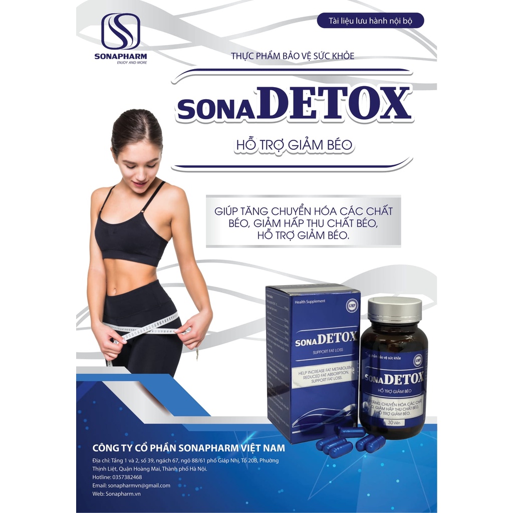 Viên Uống Giúp Tăng Chuyển Hóa Chất Béo Hỗ Trợ Giảm Cân Sona Detox - Lọ 60 viên
