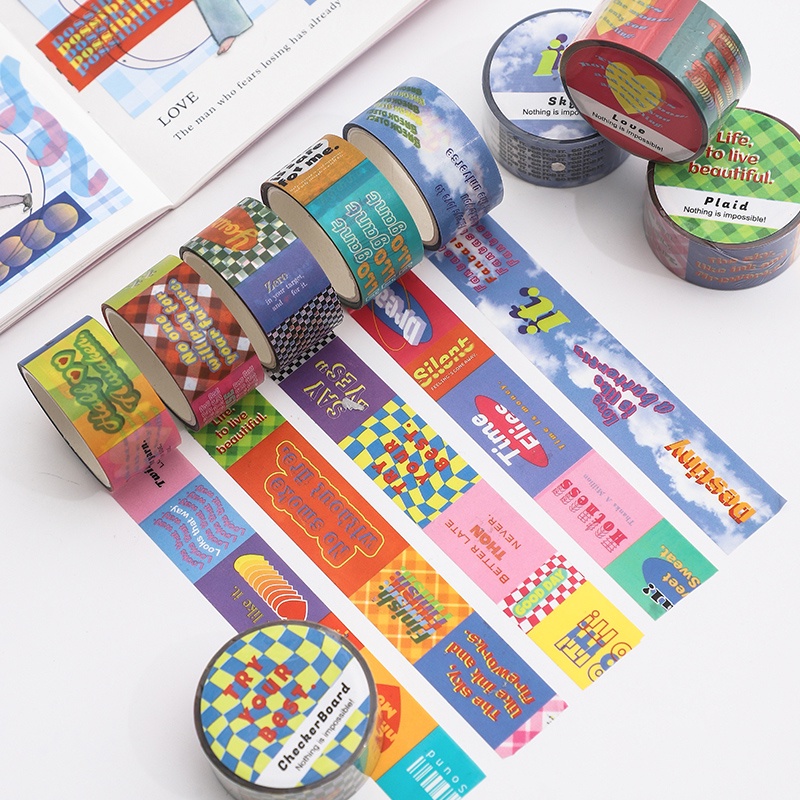 Sticker PET Dán Trang Trí Dạng Washi Tape Y2K Aesthetic Style Hàn