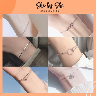 Vòng tay nữ bạc 925 phong cách Hàn Quốc thiết kế đơn giản điều chỉnh được độ dài (Ảnh thật) SHEBYSHE - VT10