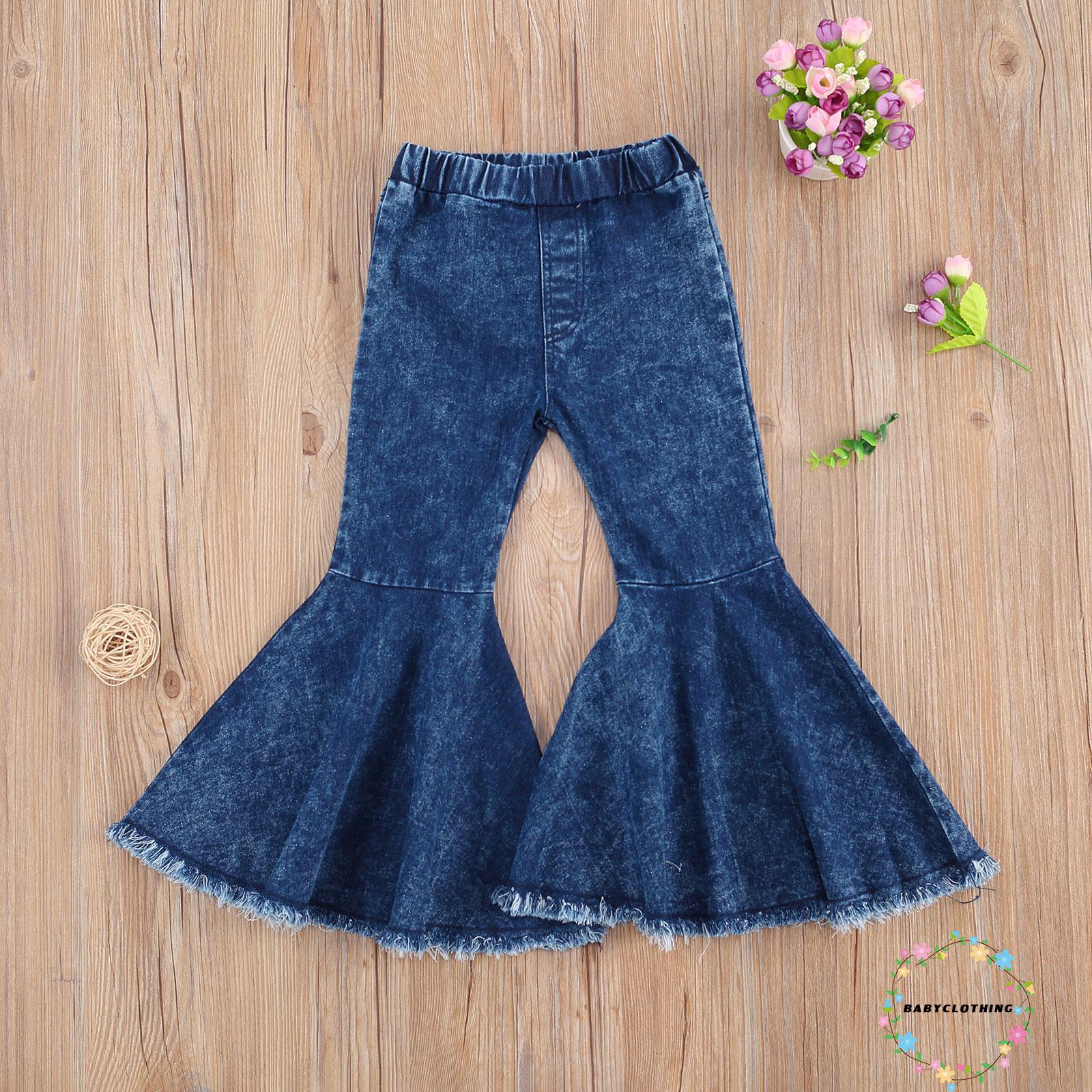 Quần Jeans Dài Ống Loe Thời Trang Cho Bé Gái