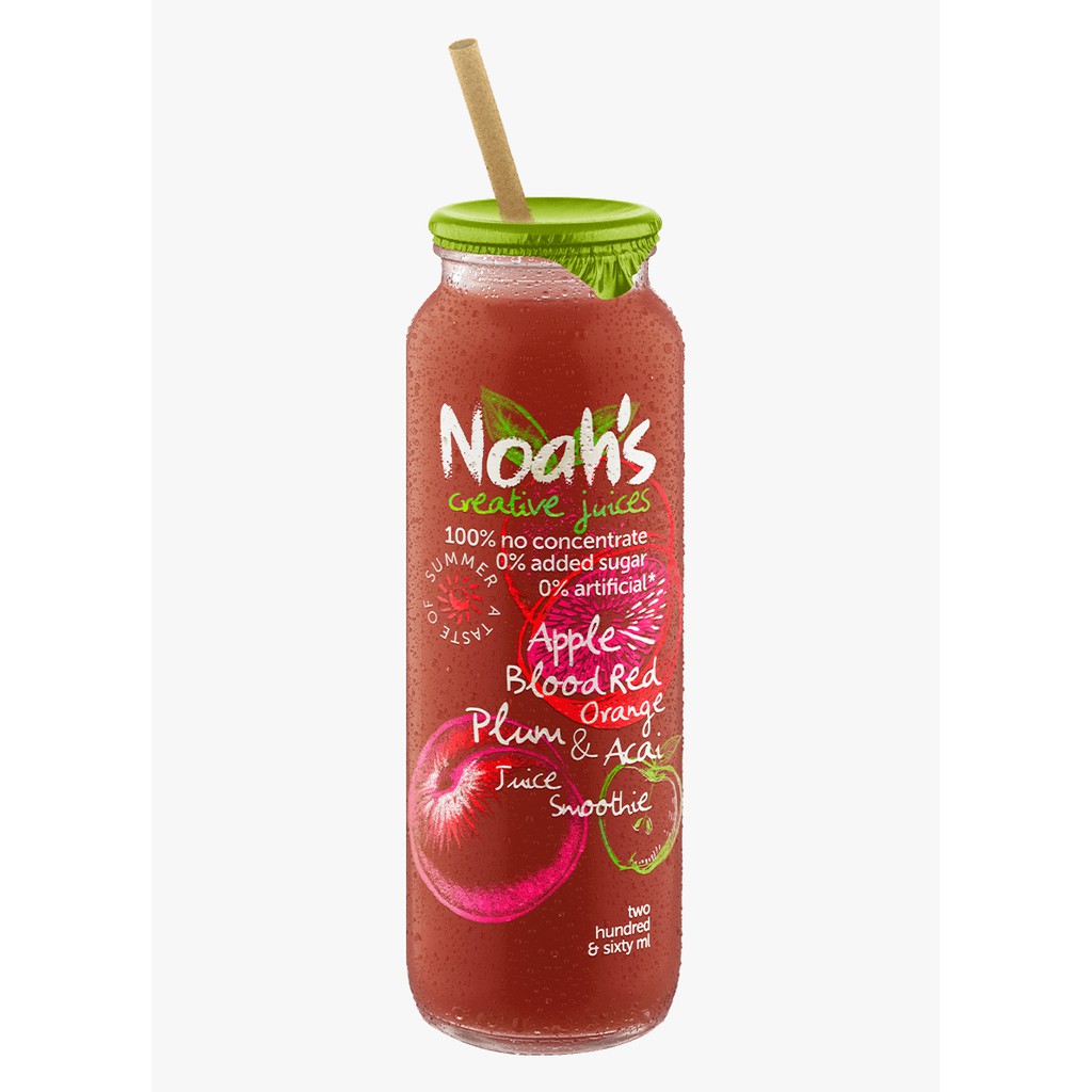 Sinh tố vị Táo, Cam đỏ, Mận, Acai hiệu Noah's 260ml