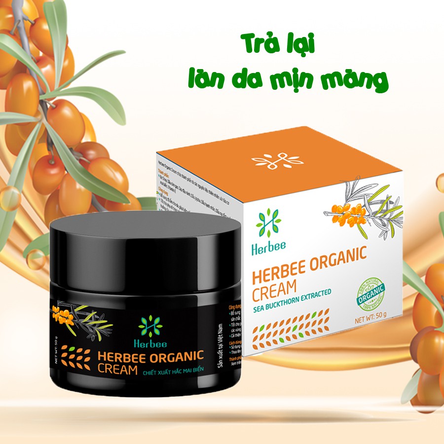 Kem Rạn Da Herbee Organic Cream (50g) | Tăng Cường Ngăn Ngừa và Hỗ Trợ Điều Trị Rạn Da Cho Mẹ Bầu, Phụ Nữ Sau Sinh