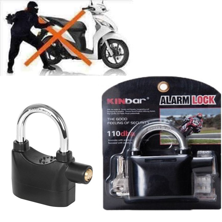 Khóa chống trộm xe máy alarm lock có còi báo động, ổ khóa chống trộm bảo vệ xe an toàn FASOLA