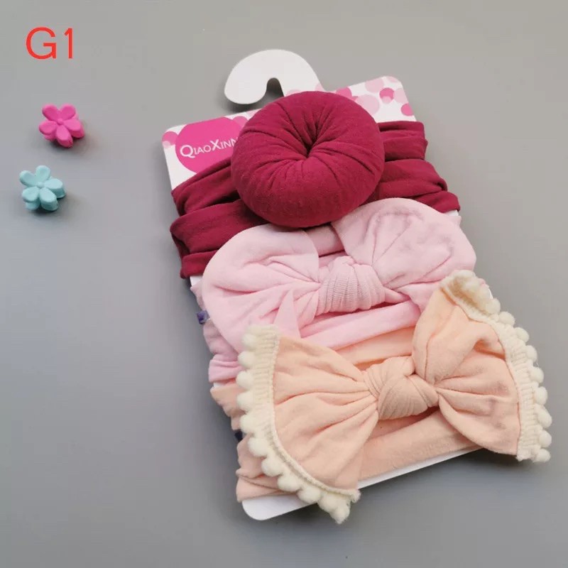 Combo 3 turban băng đô cho bé gái 0-3 tuổi ms36699