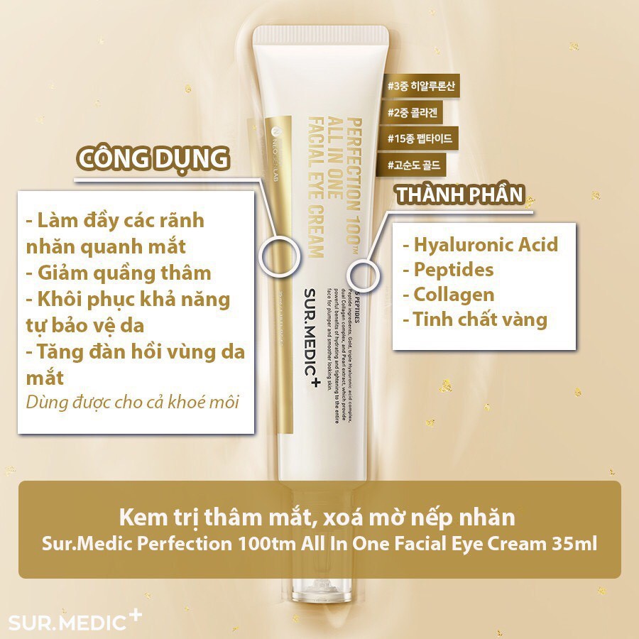 Kem mắt giảm nhăn giảm thâm Sur Medic Perfection 100 All In One Facial Eye Cream | BigBuy360 - bigbuy360.vn