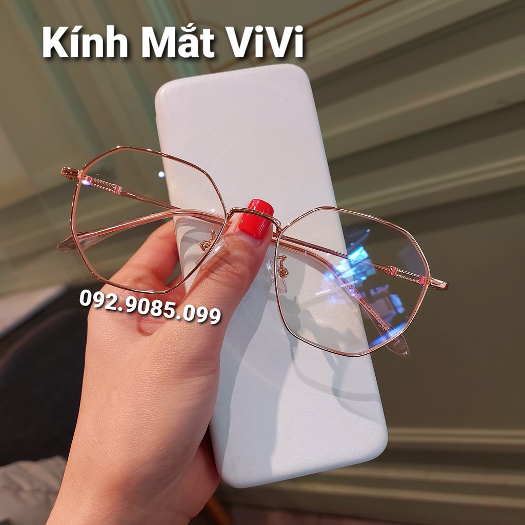Gọng kính cận thời trang đa giác nam nữ V29165 chất liệu kim loại, nhận cắt cận viễn loạn Kính mắt ViVi