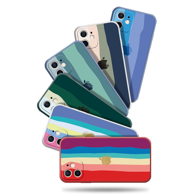 Ốp lưng Rainbow da viền chống va đập iPhone 11 Pro Max X Xs Max Xr