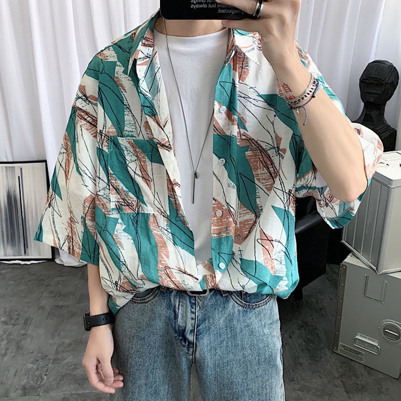 Áo Sơ Mi Hoa Dáng Rộng Phong Cách Retro Thời Trang Dành Cho Nam Giới