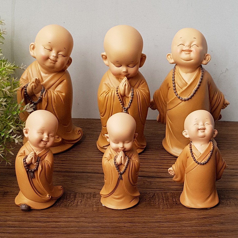 ☘️HOT☘️ Bộ 03 chú tiểu Tự Tại trang trí nhà cửa,ôtô - mẫu đứng 8.5cm