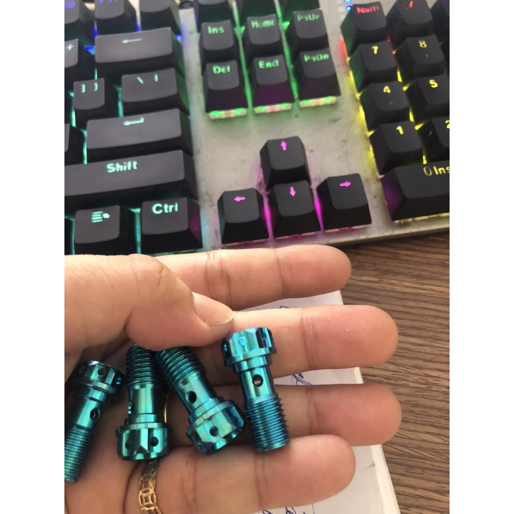 Ốc Titan Gr5 xã dầu có lỗ Lắp heo dầu trước sau cho các dòng xe và heo zin wave dream sirius ex winer satria