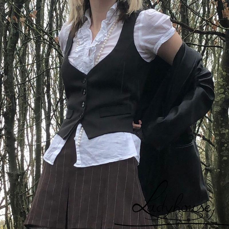 Ld Áo Khoác Ghi Lê Không Tay Cổ Chữ V Sọc Màu Trơn Cho Mùa Hè S/M/L/XL/XXL