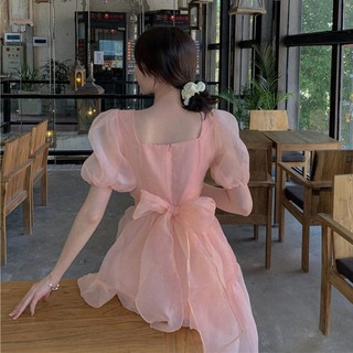 Đầm Công Chúa Tay Bồng Thắt Nơ Eo Cho Nữ (Trong 15 Ngày)