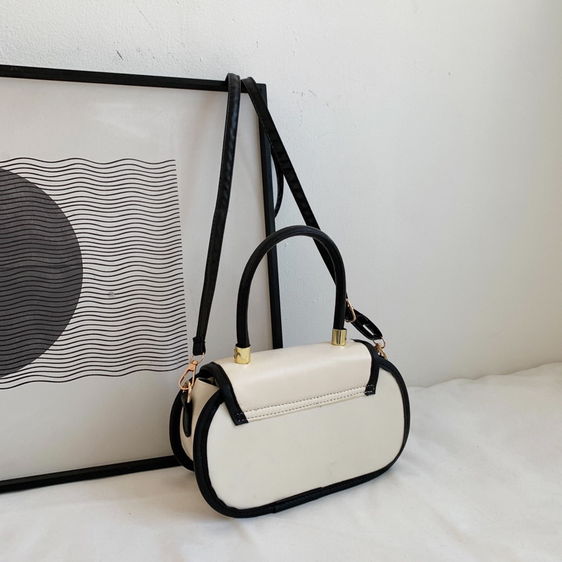 Túi đeo vai IELGY hình bầu dục màu sắc tương phản thời trang xuân hè