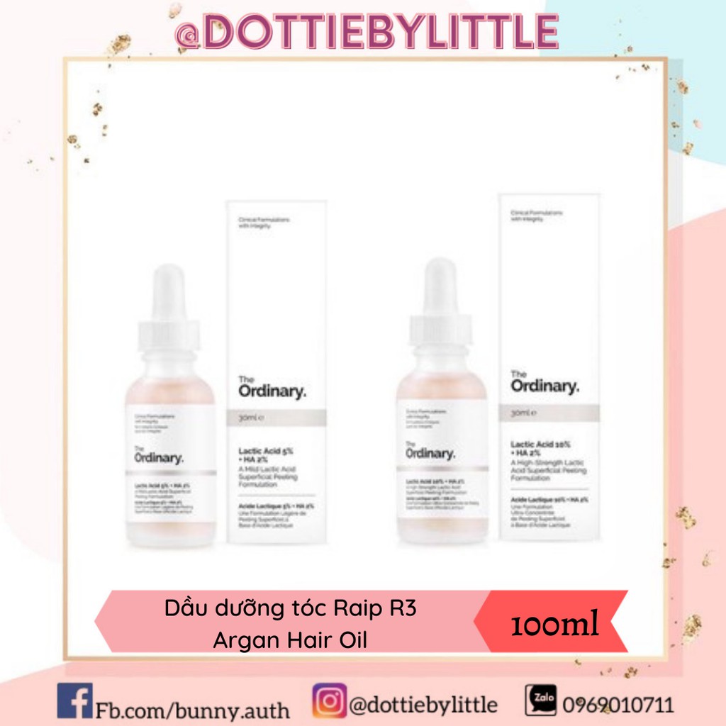 [BILL US] Tẩy da chết hóa học Lactic Acid + HA The Ordinary