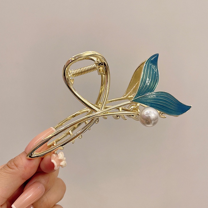 Kẹp Tóc Đuôi Cá Đính Hạt Ngọc Trai Nhân Tạo Màu Xanh Dương Kích Thước Lớn Mã 2022
