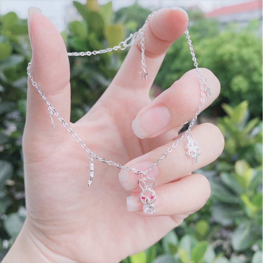 Lắc chân nữ bạc ta mặt hình thỏ cá tính - Trang sức bạc Evasilver