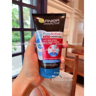Sữa rửa mặt than hoạt tính Garnier Skinactive Pure Active Intensive 3 in 1