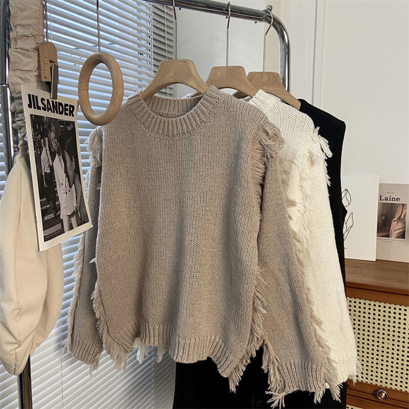 Áo Sweater Dệt Kim Thiết Kế Tua Rua Thời Trang Mùa Thu Mới Cho Nữ