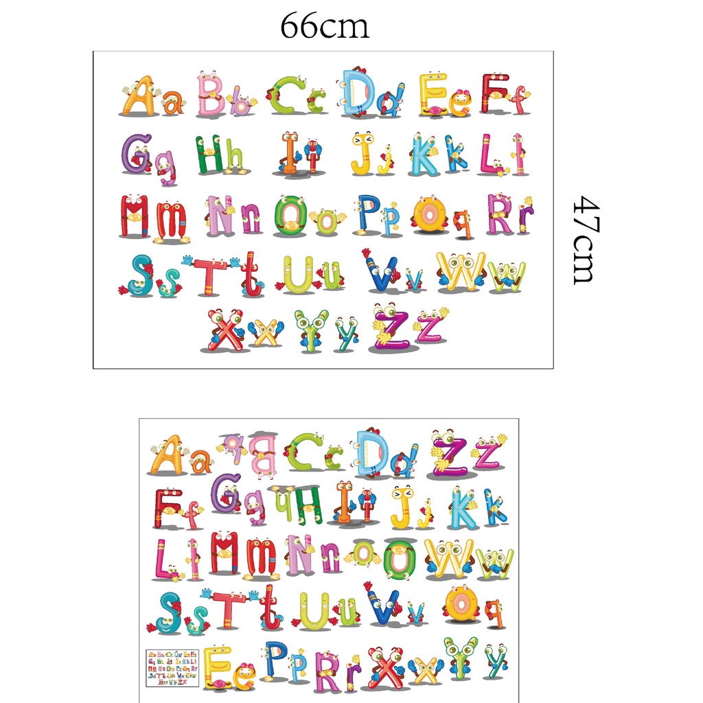Decan dán tường, tranh trang trí tường bảng chữ cái In và chữ thường cho bé XH6220, trang trí lớp học
