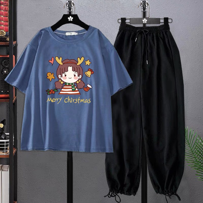 Sét Áo cô bé tuần lộc +quần bom chun, Áo thun from rộng, Chất đẹp không xù, Sét bộ mặc ở nhà - MODY