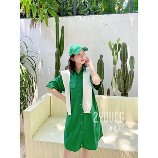 Đầm sơ mi túi nắp [2YOUNG] D984 (ảnh thật)