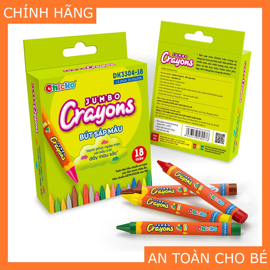 Bút Sáp Màu DUKA Jumbo Crayons - 18 Màu [An Toàn Cho Bé]