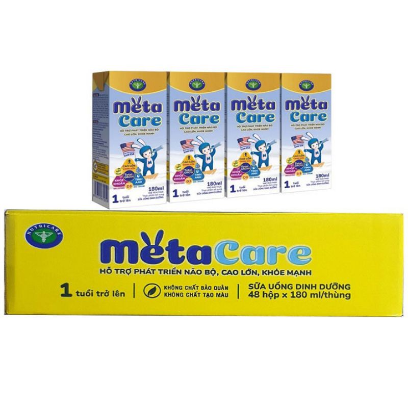 (Date mới) Thùng 48 hộp sữa Metacare pha sẵn Xanh, Vàng 180ml